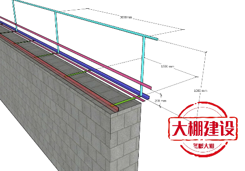 砖墙蔬菜大棚建设的后墙加装防护栏